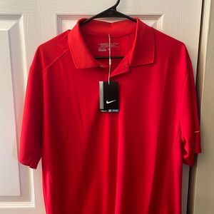 Red Nike golf shirt